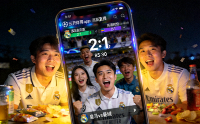 欧冠决赛深夜直播画面，球迷在云开体育app上观看高清实时比分